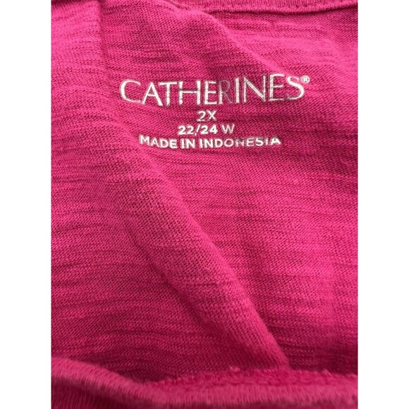 Catherine's hot pink scoop neck hearts swirls tshirt 2X boho hippie colorful - Picture 3 of 8